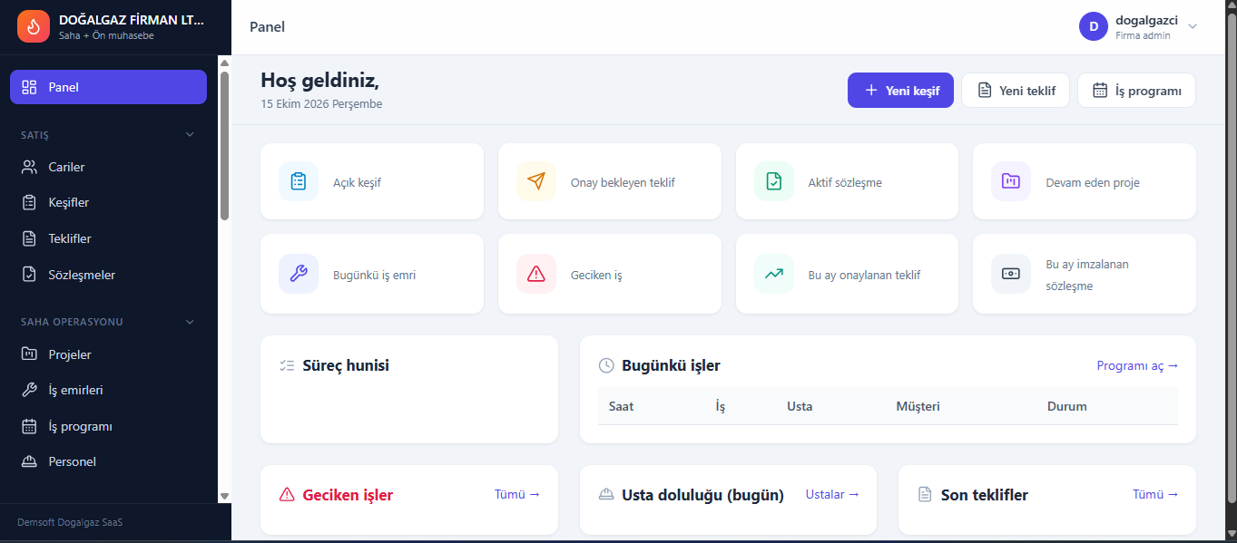 Doğalgaz Programı ekran görüntüsü