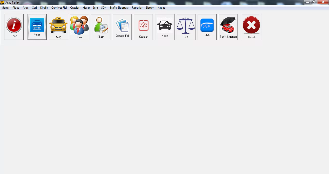 Plaka Kiralama Takip Programı Ekran Görüntüsü