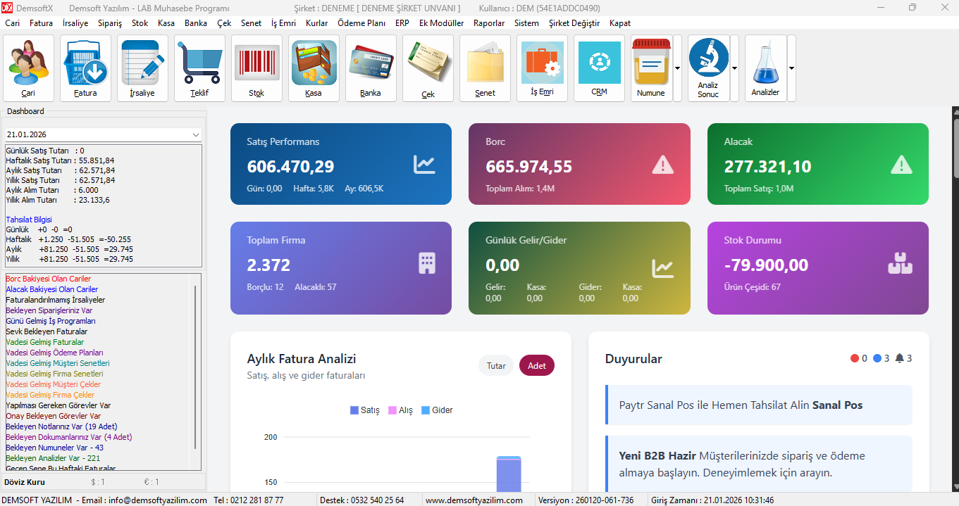 Prolab Laboratuvar Yönetim Sistemi Ekran Görüntüsü